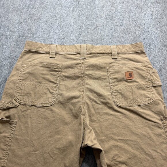 Carhartt Carpenter Pants Men 42 x 32 Beige Canvas Original Dungaree Fit B151 - Picture 6 of 16